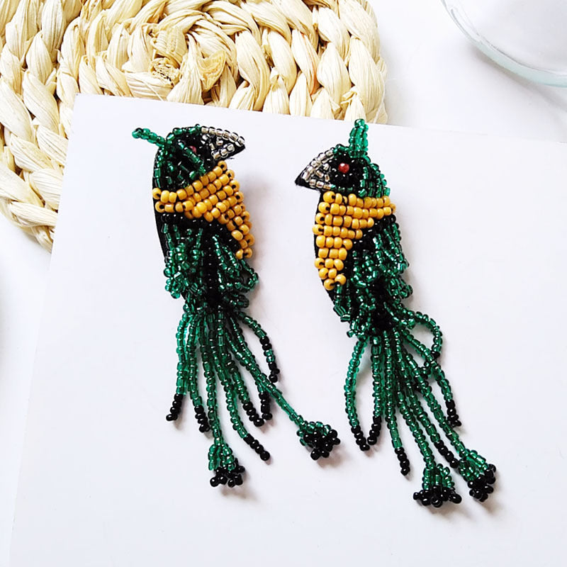 Fringed Bird Earrings