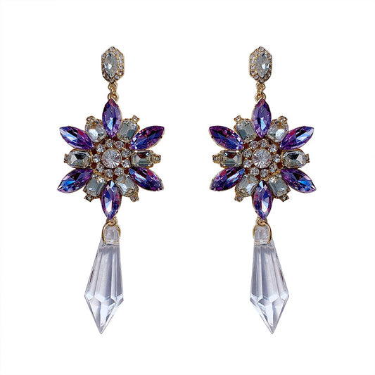 Amethyst Crystal Flower Earrings