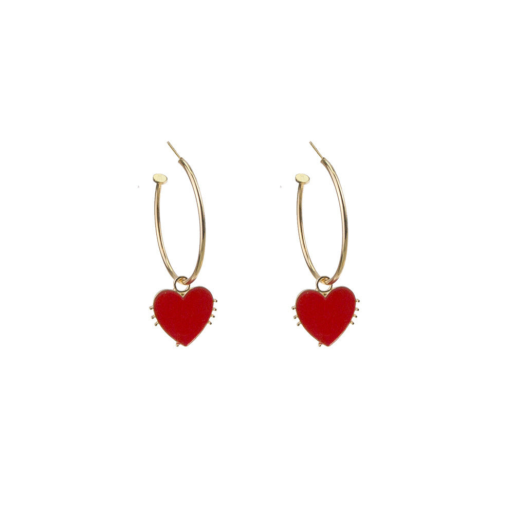 New Peach Heart-Shaped Alloy Color Drip Earrings