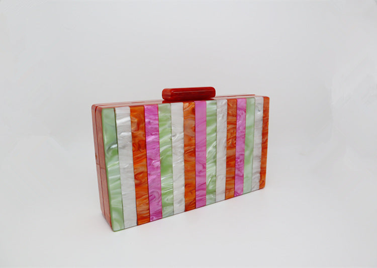 Striped Acrylic Dinner Bag - Pearlescent Clutch Handbag