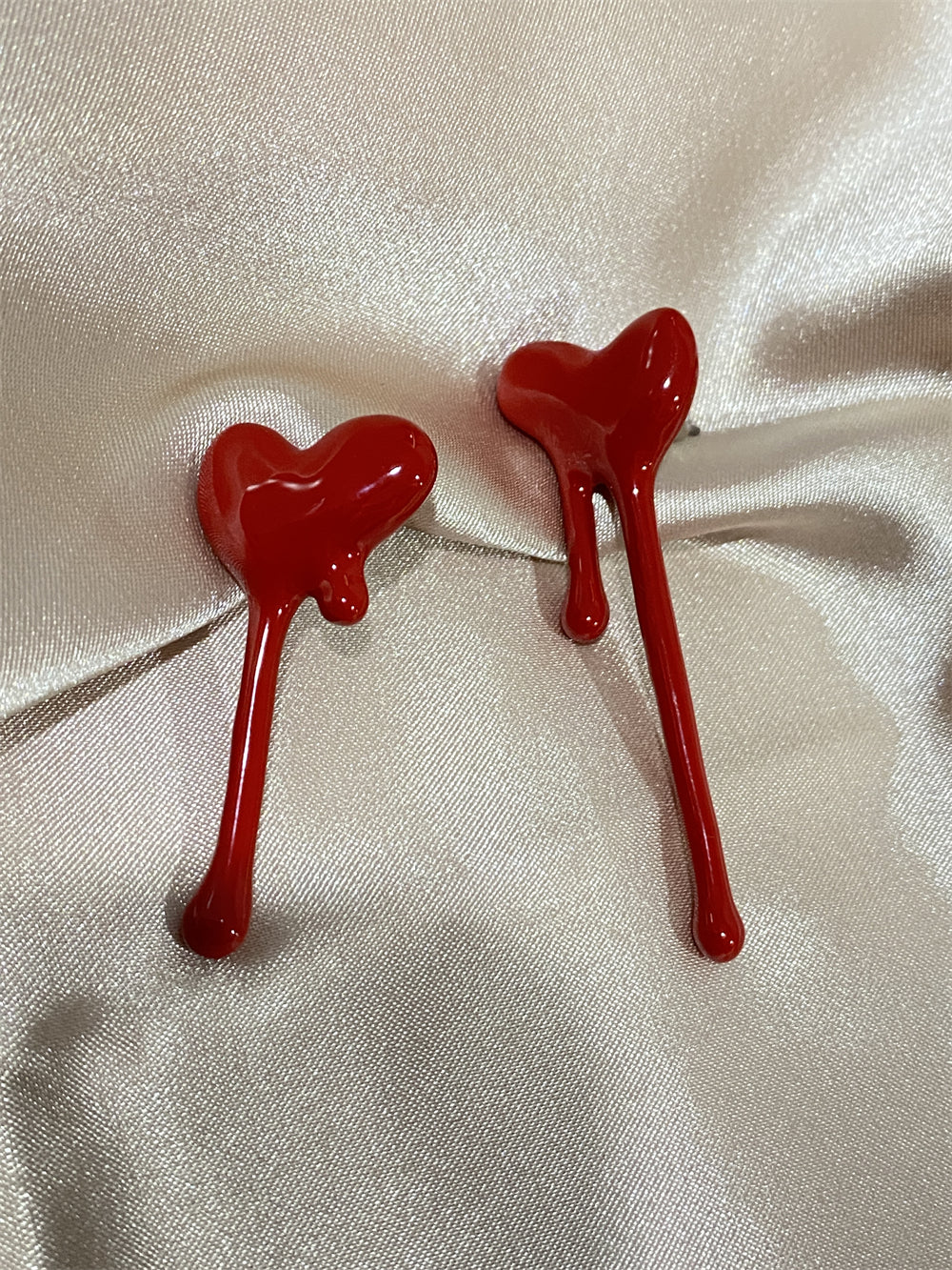 Spilled Blood Heart Earrings